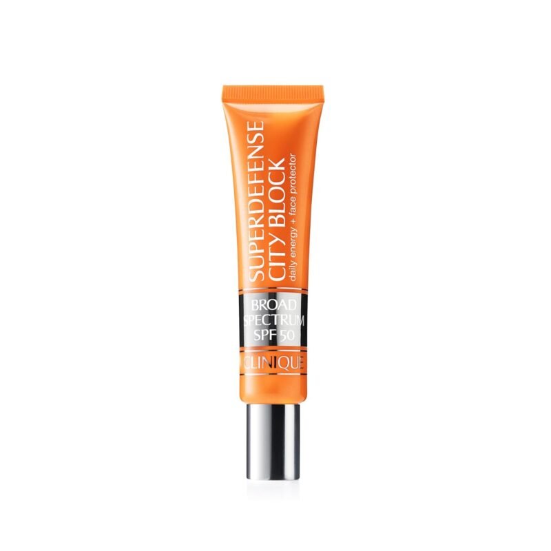 Clinique Superdefense City Block Oil Free Broad Spectrum SPF 50 Daily Energy + Face Protector | Sheer, Weightless Makeup Primer + Sunscreen, 1.4 Fl Oz