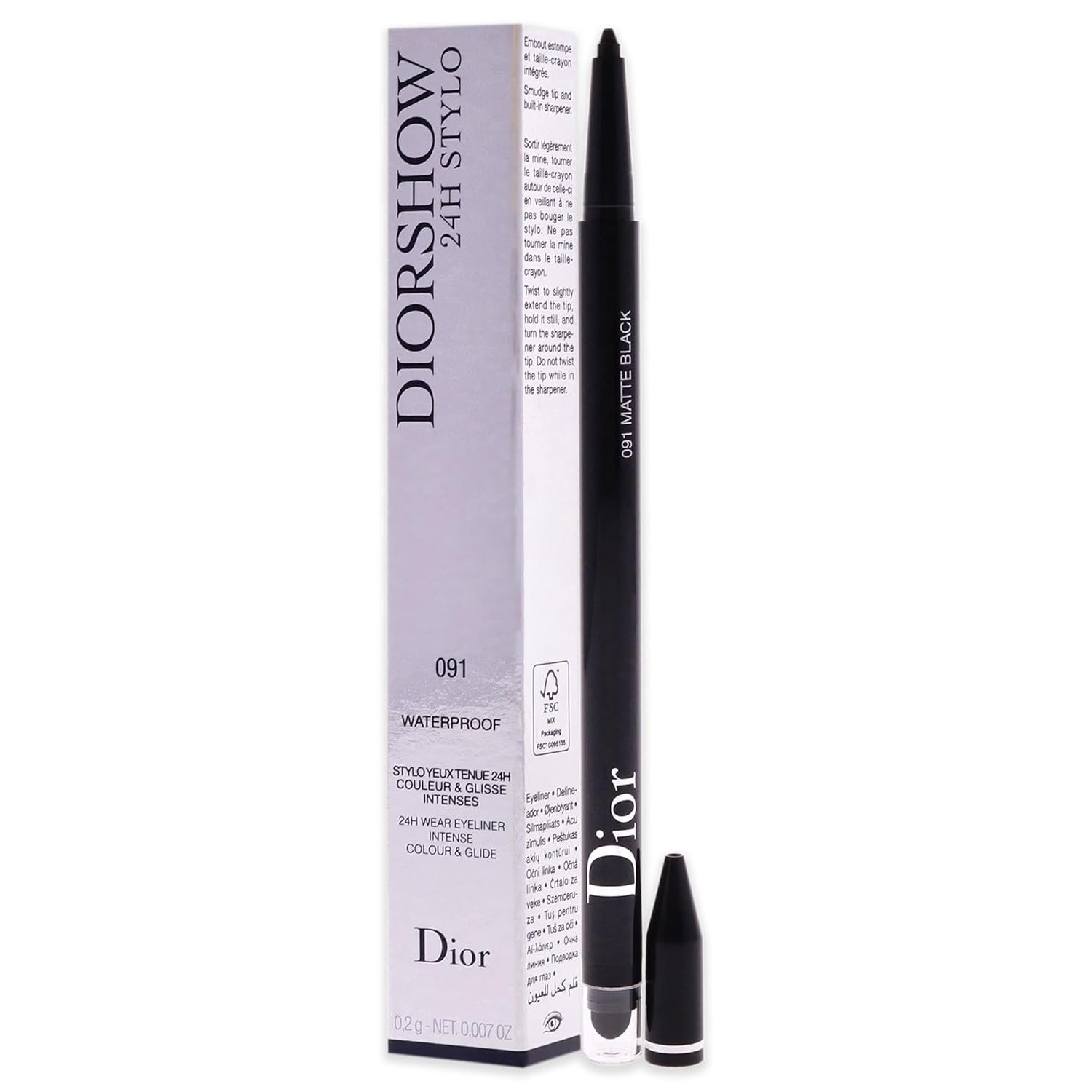 Christian Dior Diorshow 24H Stylo Waterproof Eyeliner - 091 Matte Black Women 0.01 oz - Image 4