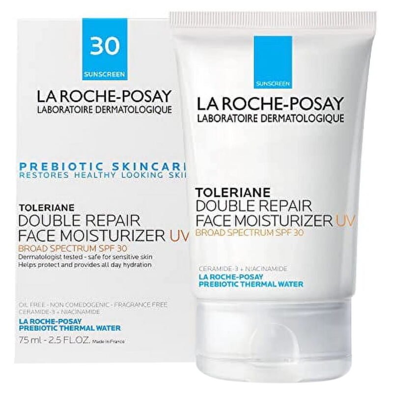 La Roche-Posay Toleriane Double Repair UV SPF Moisturizer for Face, Daily Facial Moisturizer with Sunscreen SPF 30, Niacinamide and Glycerin, Oil Free, Moisturizing Sun Protection