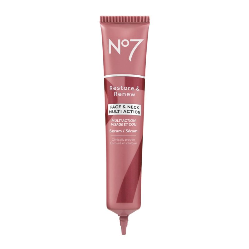 No7 Restore & Renew Multi Action Anti-Aging Face & Neck Serum with Peptides & Ceramides, 1.69 oz